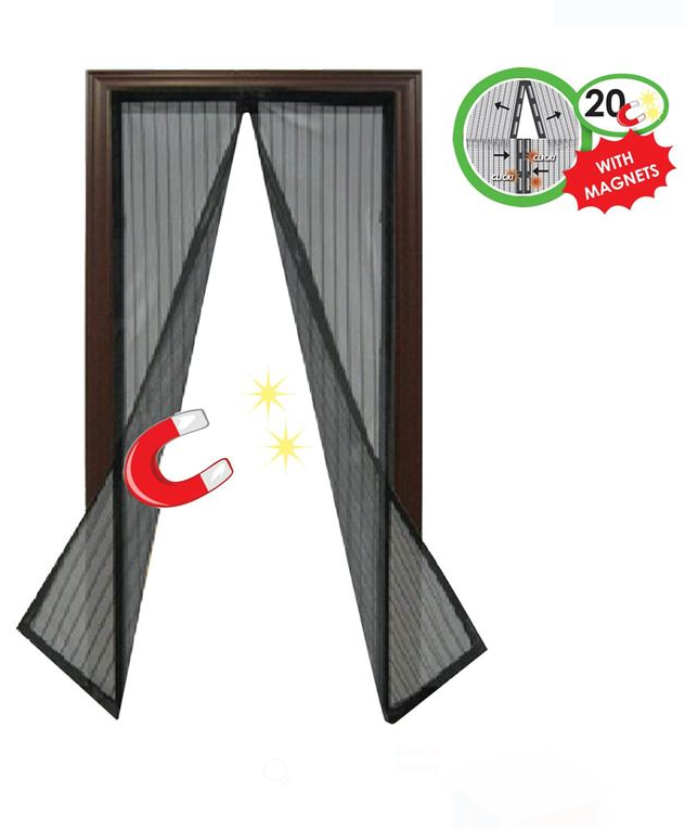 Plasa anti insecte magnetica pentru usa, neagra, 1.8x2.35 m