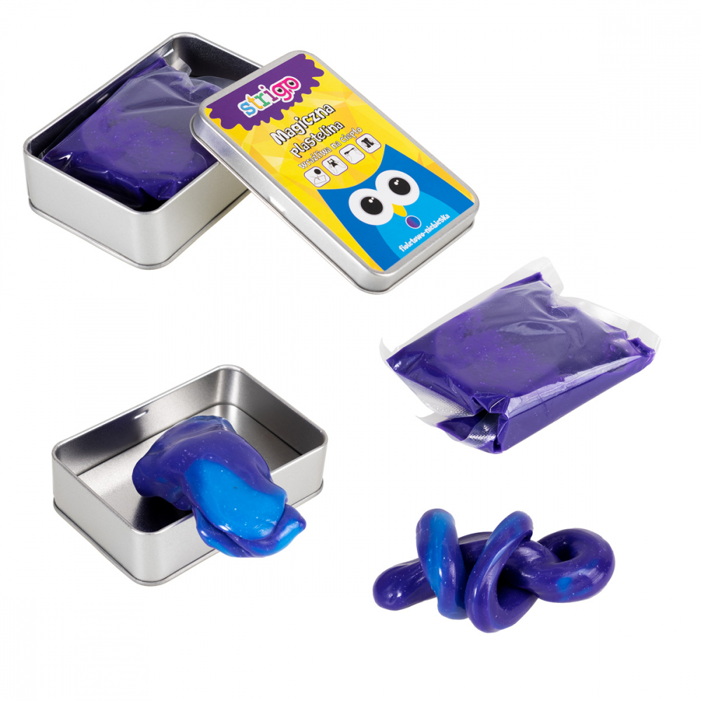 Plastilina magica Strigo in cutie metalica, Violet-Albastru [4]