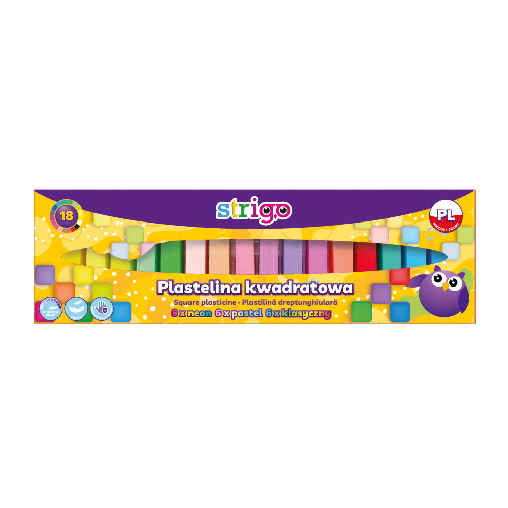Plastilina Strigo 18 culori mix (6 x neon, 6 x pastel, 6 x clasice)