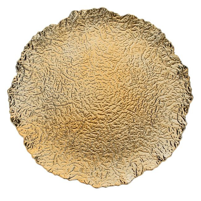 Platou rotund decorativ cu model asimietric,auriu,plastic,33 cm
