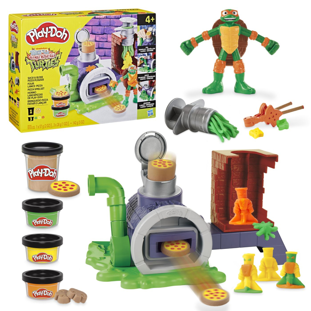 PLAY DOH POVESTIRI CU TESTOASE NINJA ADOLESCENTE MUTANTE SET PLASTELINA PIZZA TAIE SI ARUNCA [8]