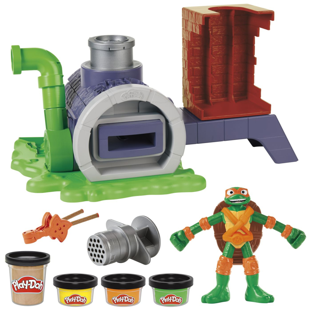 PLAY DOH POVESTIRI CU TESTOASE NINJA ADOLESCENTE MUTANTE SET PLASTELINA PIZZA TAIE SI ARUNCA [2]
