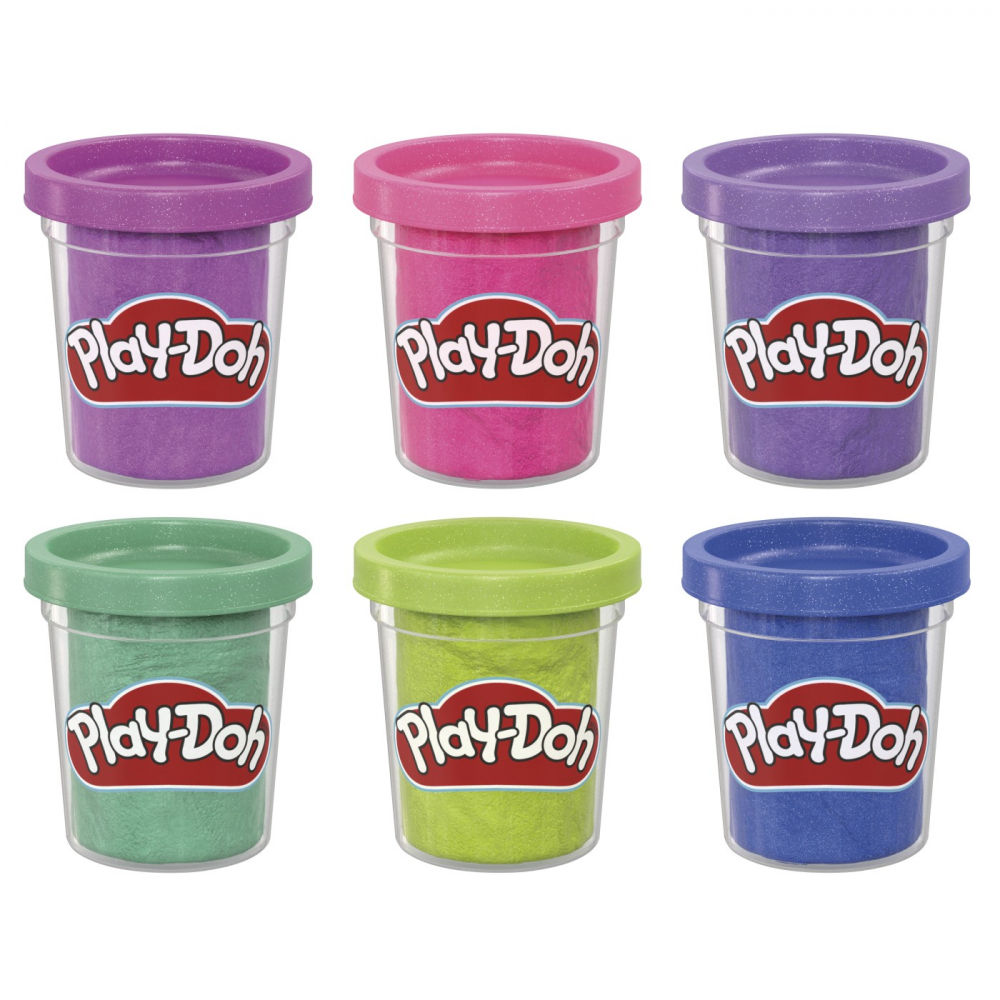 Play-Doh Set 6 Cutii Pasta Modelatoare Cu Sclipici [2]
