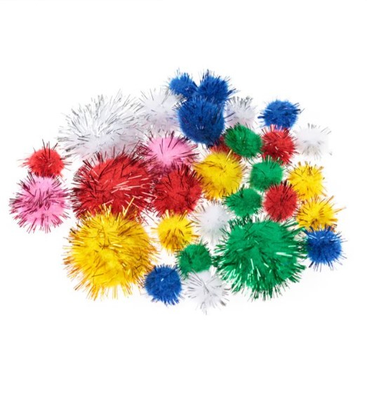 Pompoane colorate cu sclipici 1-3 cm-30 bucati [2]