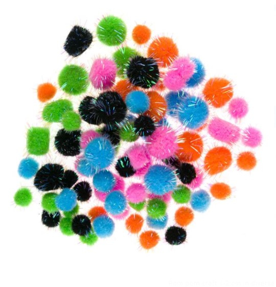 Pompoane cu sclipici multicolore 1-2 cm-80 bucati