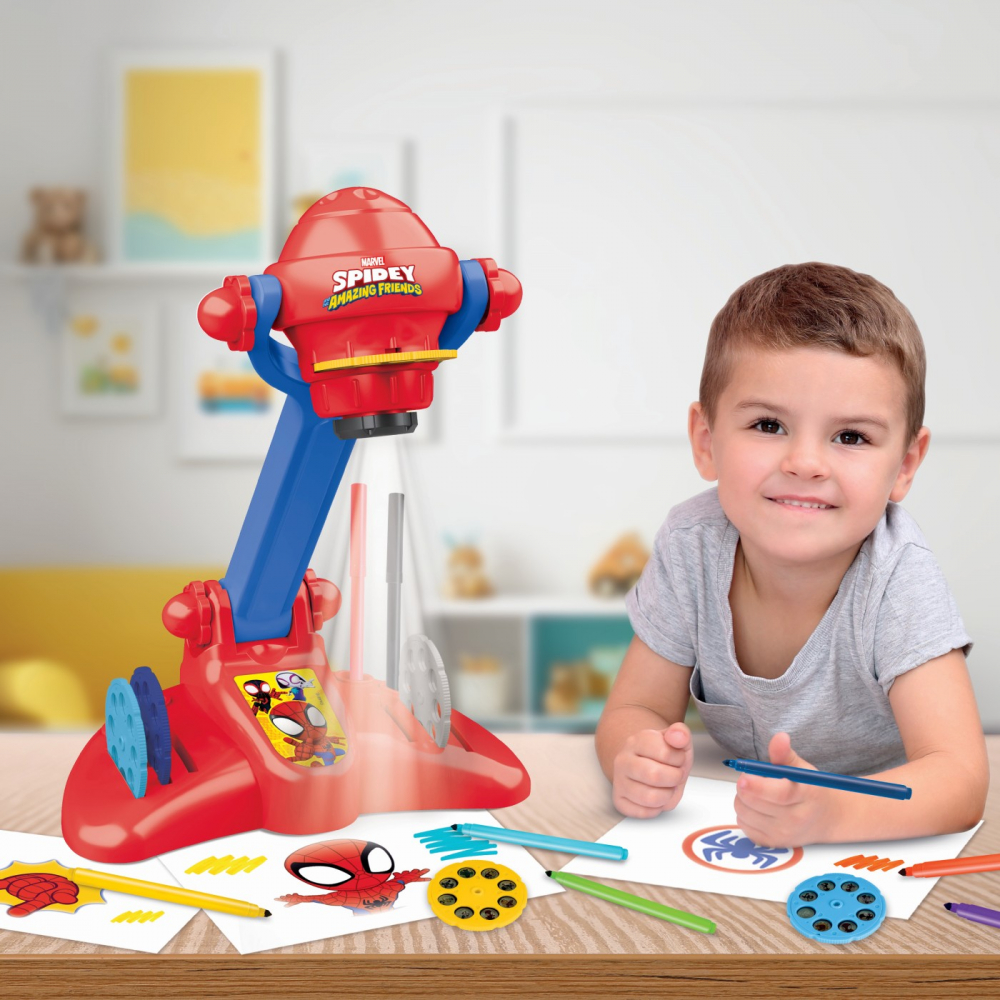 Proiector pentru desen Spidey cu 12 markere lavabile si accesorii incluse, +4 ani [3]