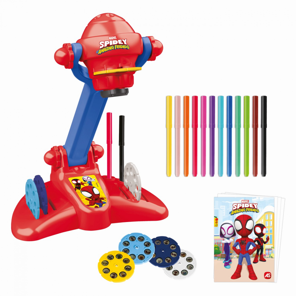 Proiector pentru desen Spidey cu 12 markere lavabile si accesorii incluse, +4 ani [2]