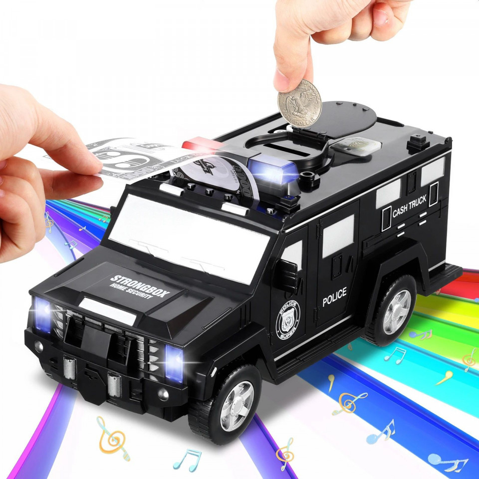 Pusculita electronica, masina de politie, cod pin, amprenta, monede si bancnote, negru [2]