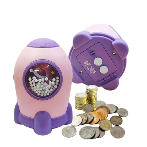 Pusculita pentru monede, model Space, plastic, mov, 16 cm [3]