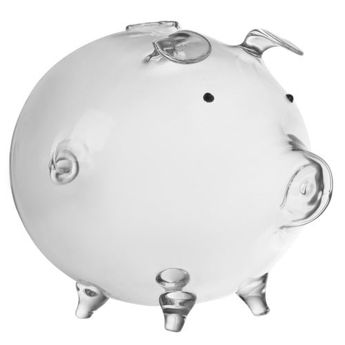 Pusculita Piggy din sticla pentru monede,transparent,12.5x18.5x12 cm [4]