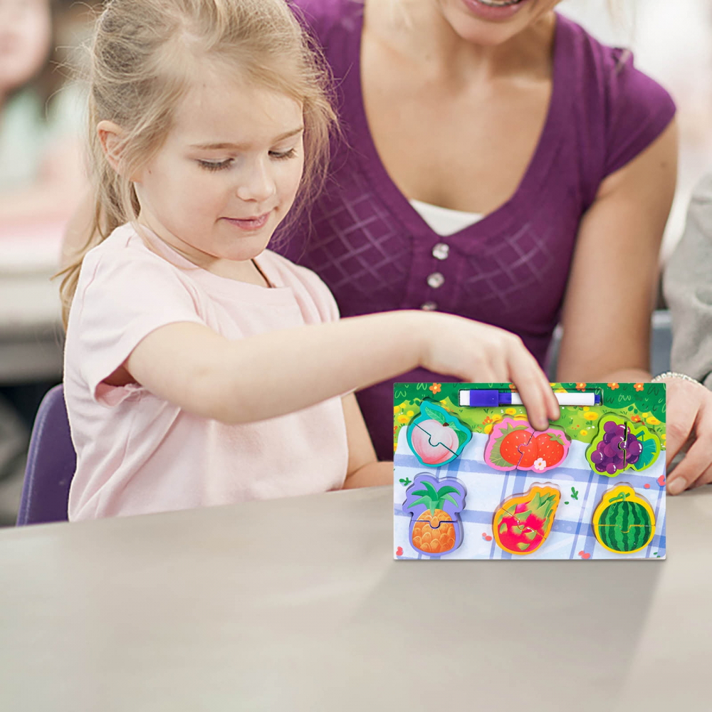 Puzzle 3D incastru din lemn cu marker si tabla de scris pe verso,diverse modele,22x15 cm [10]