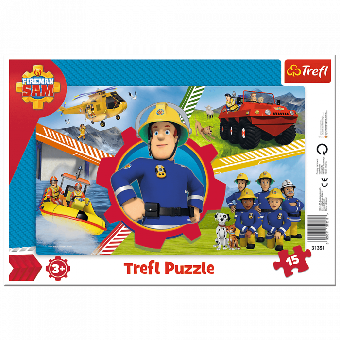 Puzzle carton tip plansa,15 piese,Fireman Sam,+3 ani