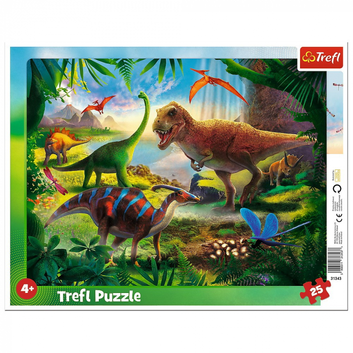 Trefl Puzzle carton tip plansa dinozaur,25 piese,+4 ani