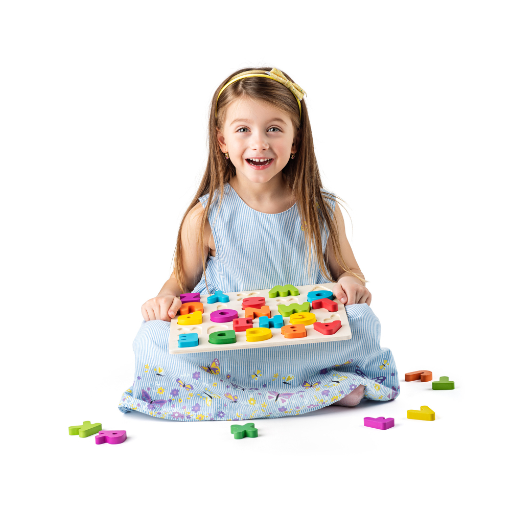 Puzzle din lemn – Alfabet A–Z, litere mari, 26 piese educative [3]