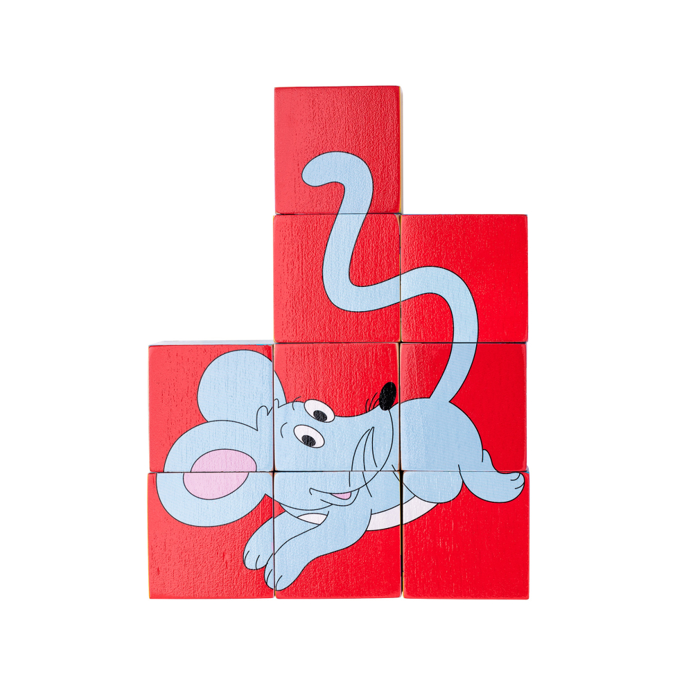 Puzzle din lemn cuburi – Animale colorate (6 imagini) [2]