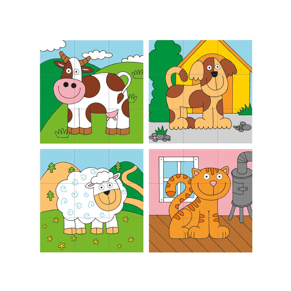 Puzzle din lemn cuburi – Imagini de stivuit 3x3 cu suport [2]
