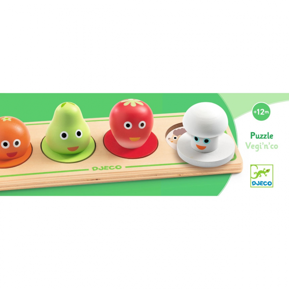 Puzzle din lemn Fructe si legume, Djeco [2]