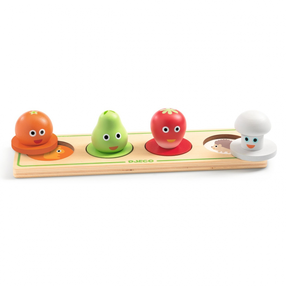 Puzzle din lemn Fructe si legume, Djeco [3]