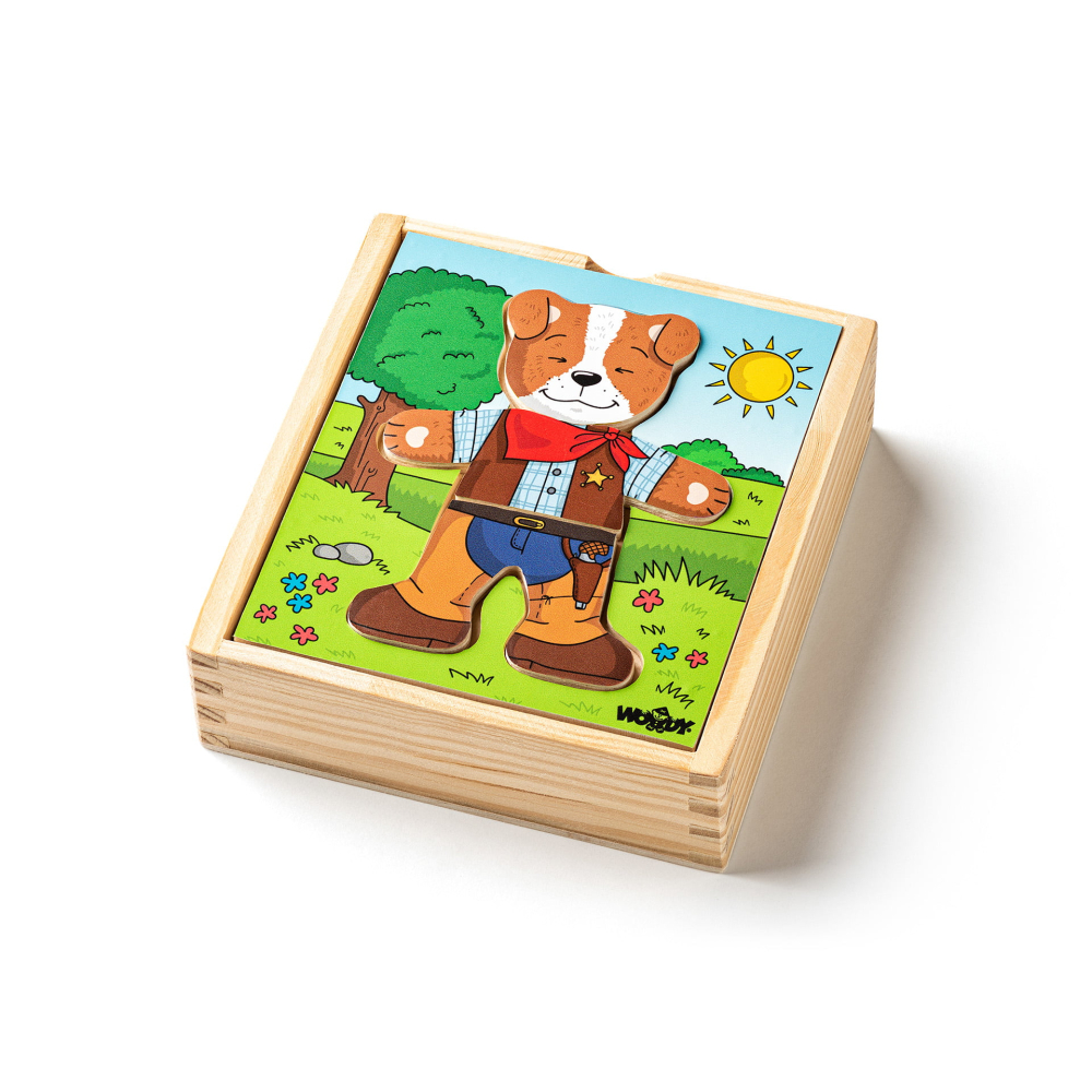 Puzzle din lemn – Îmbracă cățelul, joc educativ cu 18 piese [2]