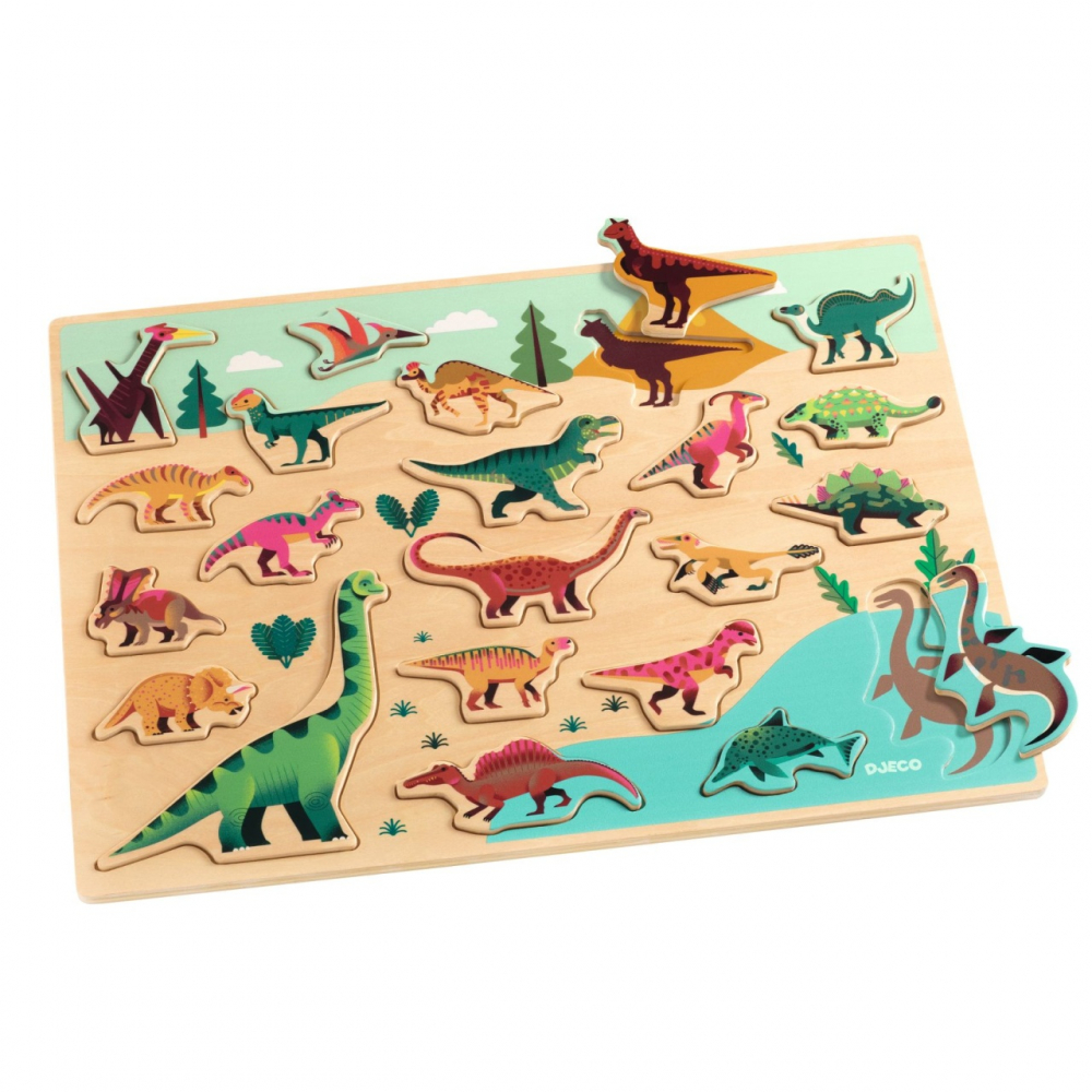 Puzzle lemn Dinozauri, Djeco [2]