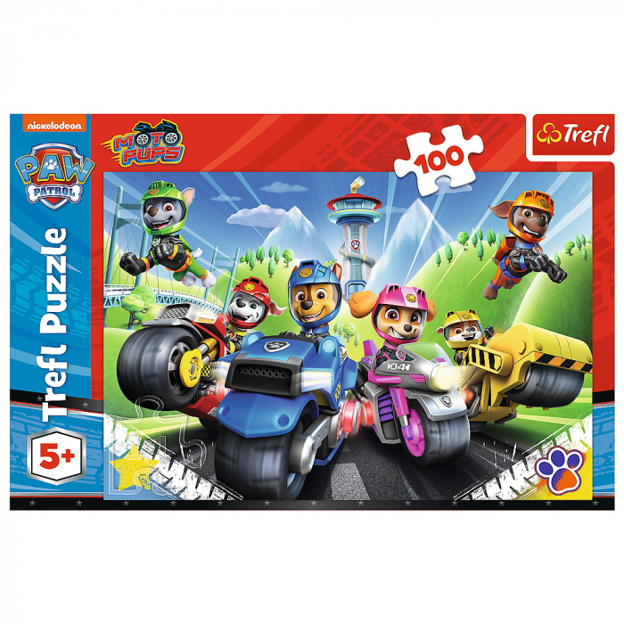 Puzzle Trefl 100 Piese Patrula Cățelușilor Cățelușii pe Motociclete  [3]