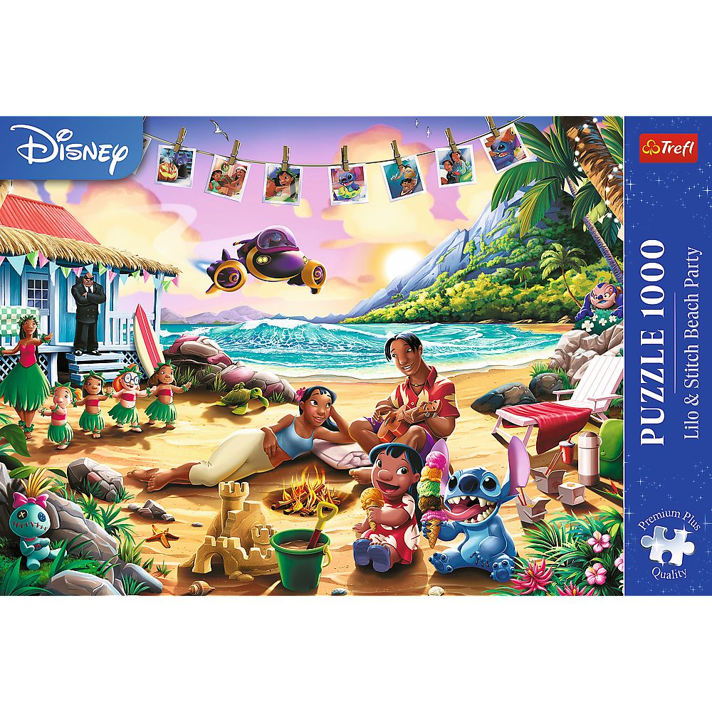 PUZZLE TREFL 1000 PREMIUM PLUS DISNEY LILO SI STITCH PETRECERE PE PLAJA [3]