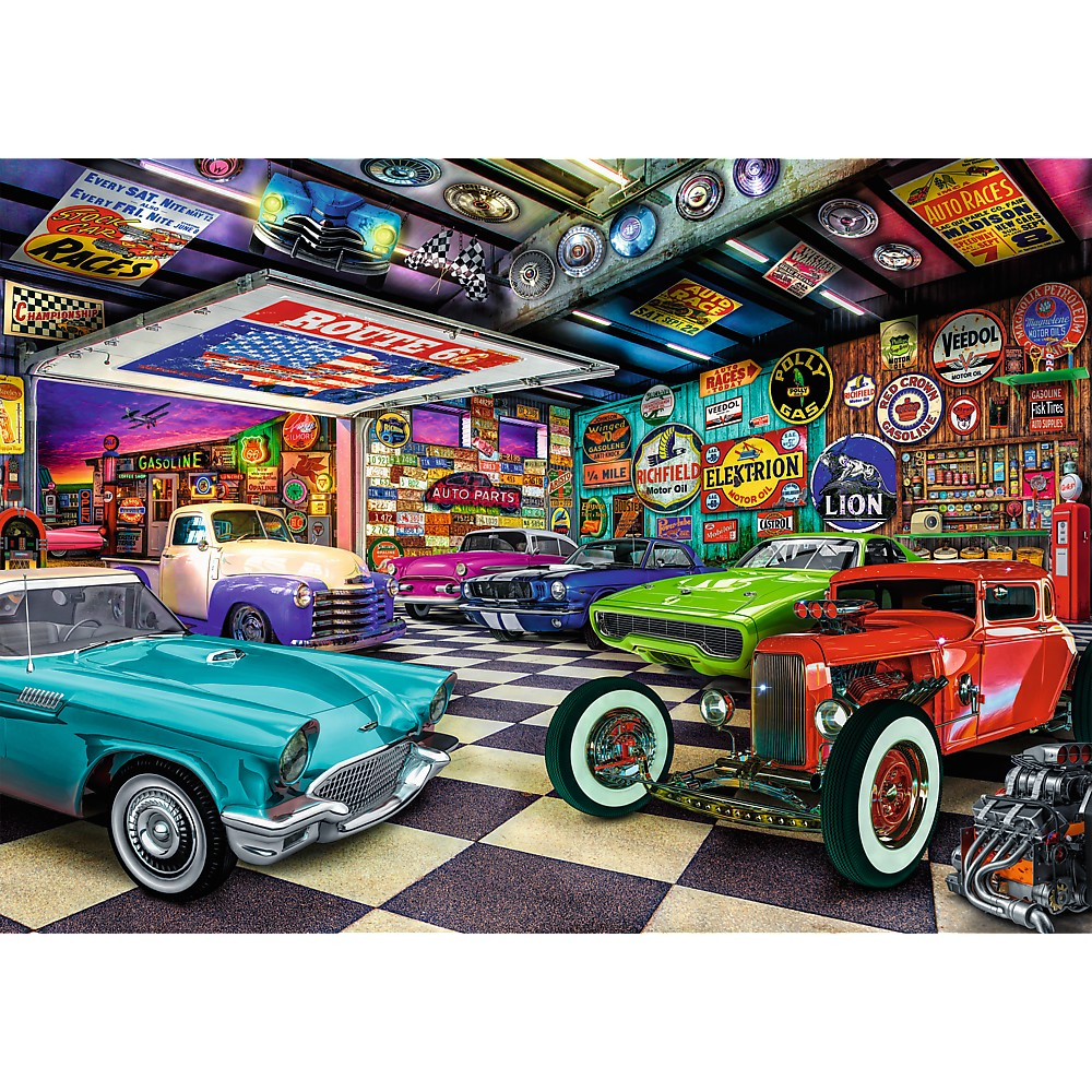 PUZZLE TREFL 1000 PREMIUM PLUS TEA TIME GARAJUL COLECTIONARULUI DE MASINI [2]