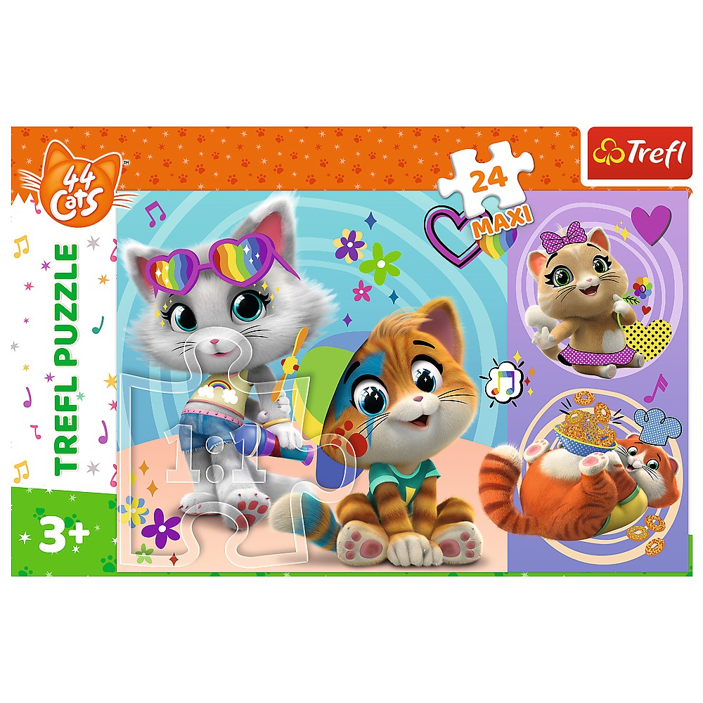 Puzzle Trefl 24 Maxi, 44 de Pisici - Pisicile Fericite [3]