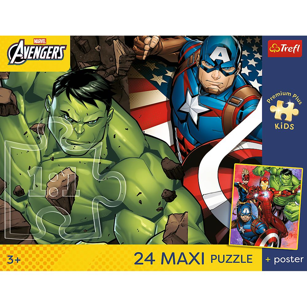 PUZZLE TREFL 24 MAXI PREMIUM PLUS KIDS RAZBUNATORII EROII VISELOR CU POSTER [4]