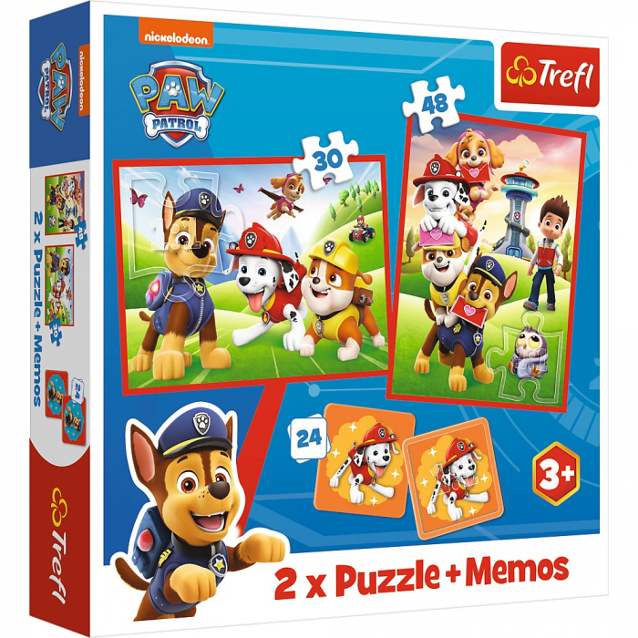 Puzzle Trefl 2in1 Memo Patrula Catelusilor Echipa in Actiune