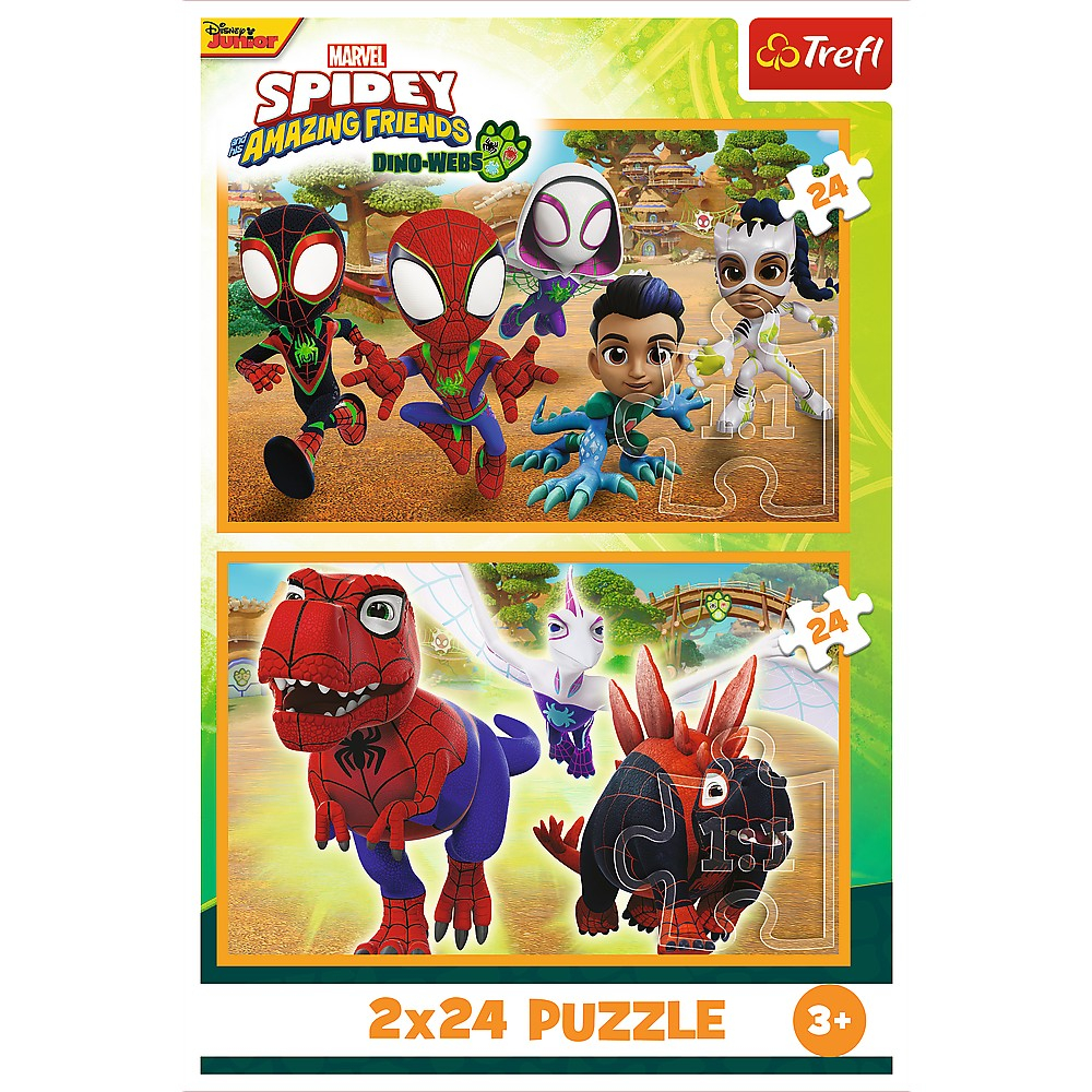 PUZZLE TREFL 2X24 SPIDEY AND HIS AMAZING FRIENDS DINO-WEBS SPIDEY SI DINOZAURII [4]