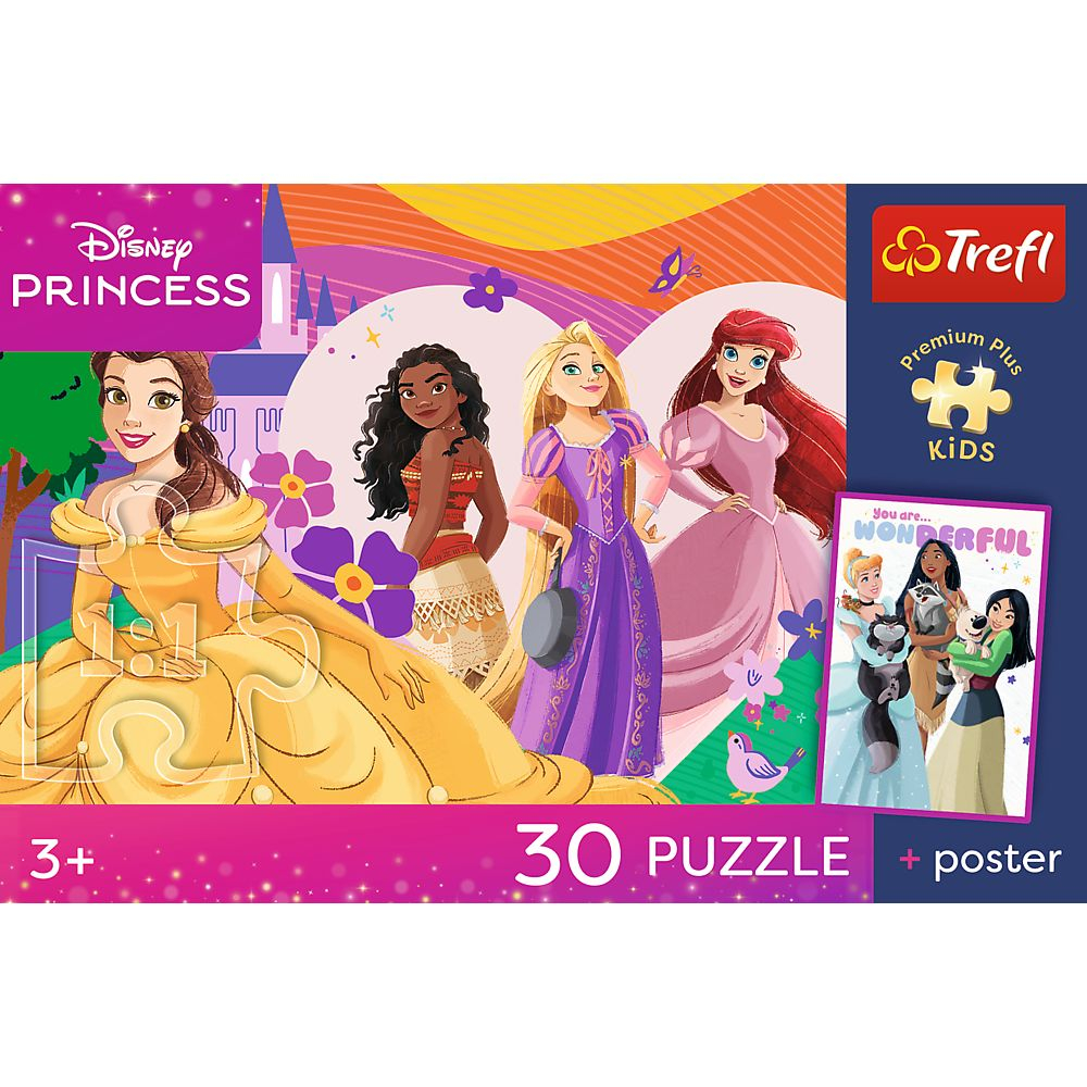PUZZLE TREFL 30 PREMIUM PLUS KIDS DISNEY PRINCESS PRINTESE SI PRIETENIE PLUS POSTER [4]