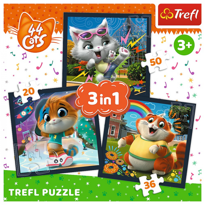 Puzzle Trefl 3in1 44 Cats Pisicile Drăgălașe  [5]