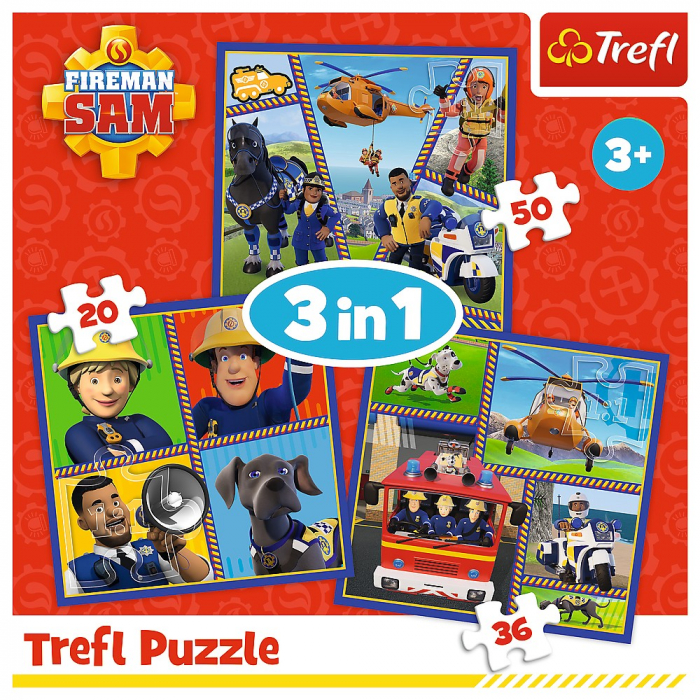 Puzzle Trefl 3in1 Pompierul Sam O Zi din Viața Pompierilor [5]