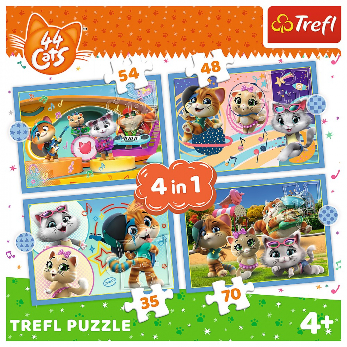 Puzzle Trefl 44 Cats 4in1 Echipa Pisicilor  [6]