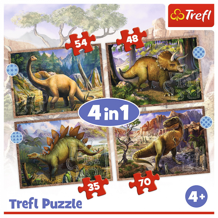 Puzzle Trefl 4 în 1 Dinozaurii Interesanți  [6]