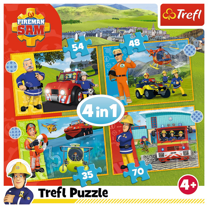 Puzzle Trefl 4 în 1 Pompierul Sam - Curajosul Sam  [6]