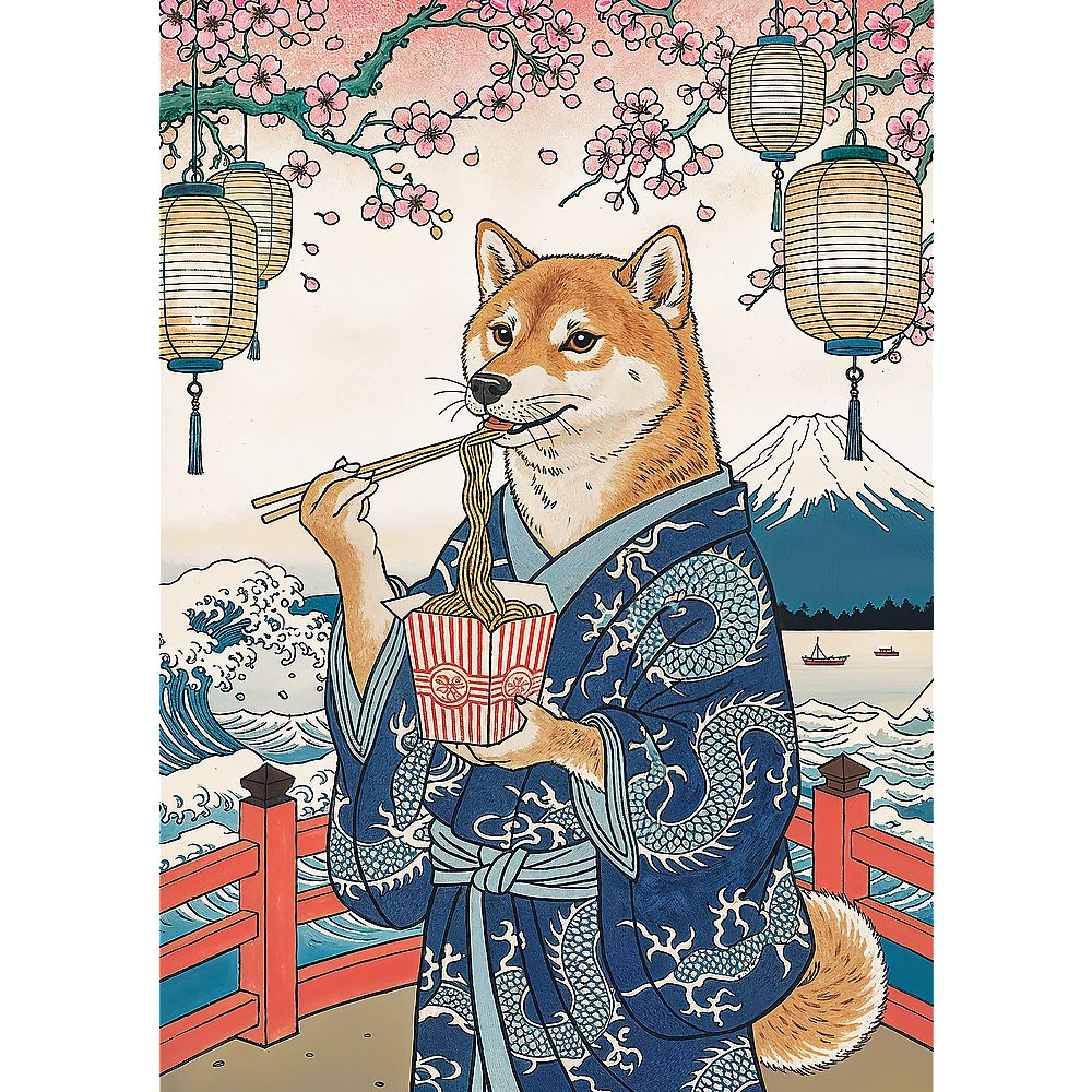 PUZZLE TREFL 500 PREMIUM PLUS PETS AS ART MEDITATIA CU PASTE A LUI SHIBA [2]