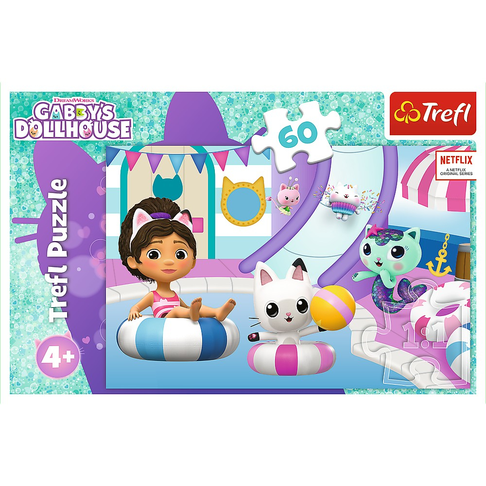 Puzzle Trefl 60 Gabbys Dollhouse Gabby La Piscina [3]