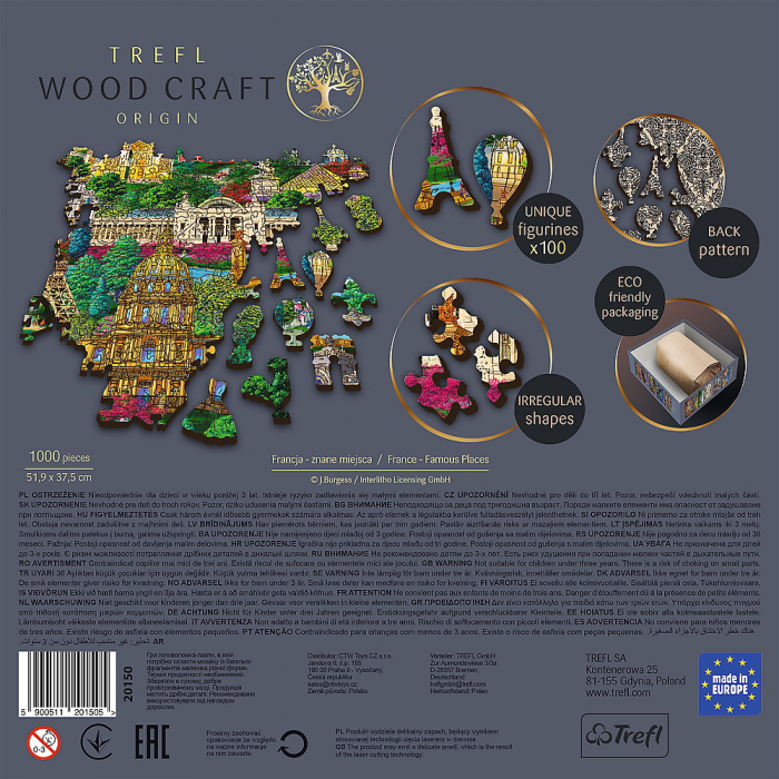 Puzzle Trefl din Lemn 1000 Piese Obiective Turistice Faimoase din Franța [4]