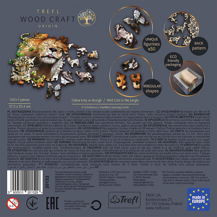 Puzzle Trefl din Lemn 500+1 Piese - Felinele din Junglă [4]