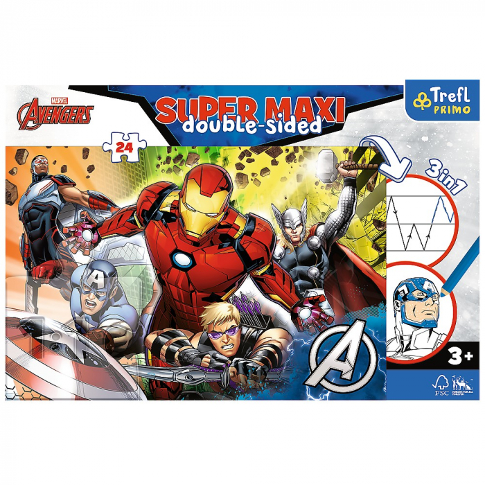 Puzzle Trefl Primo 24 Super Maxi Disney Marvel Răzbunătorii Puternici  [4]
