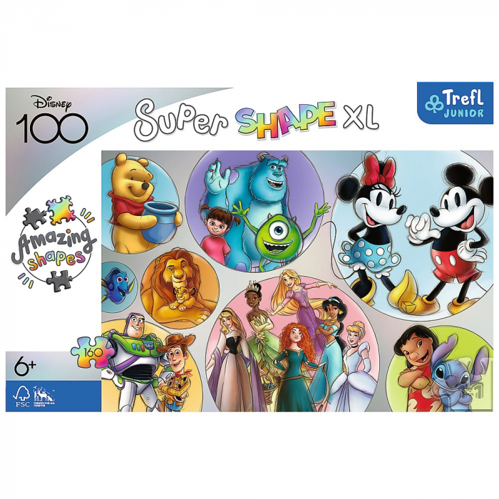 Puzzle Trefl Primo Super Shape XXL 160 Disney 100 Lumea Disney [3]