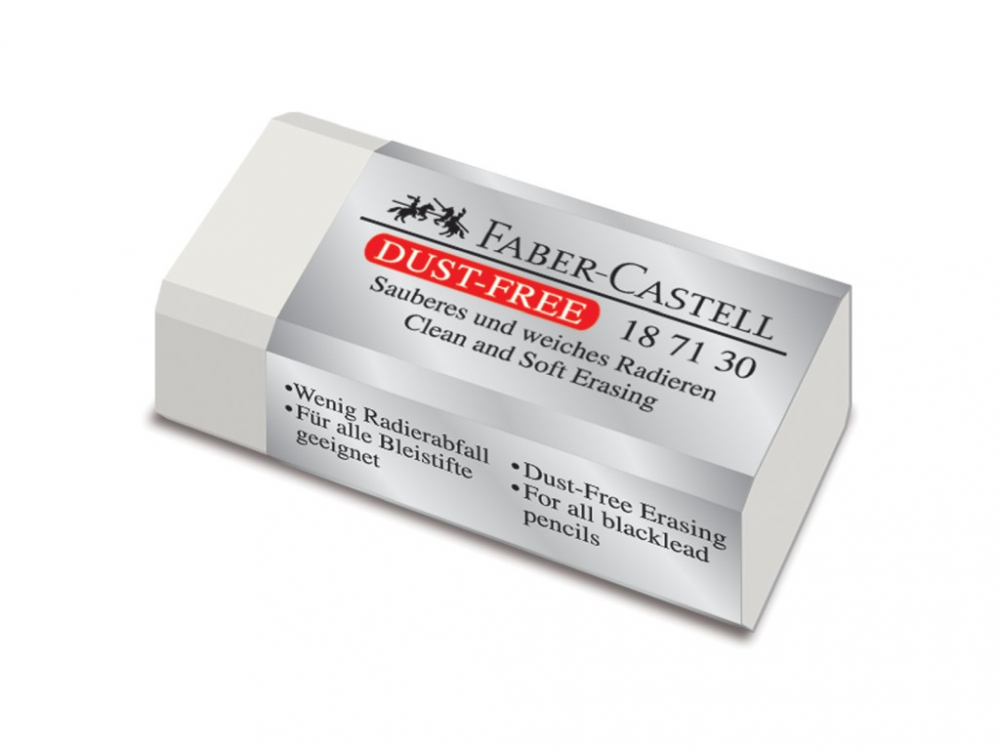 Radiera Faber-Castell Dust Free 30 alba, cu husa, 42x19x12 mm