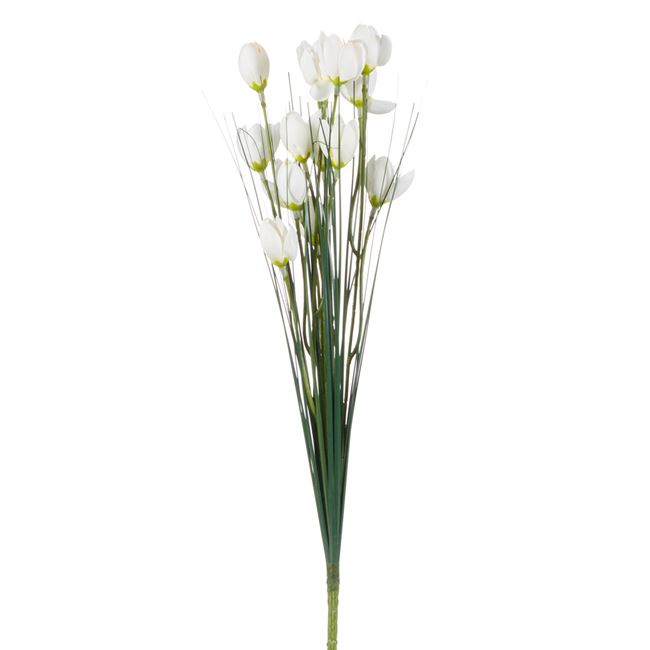 Ramura decorativa artificiala cu flori albe,42 cm