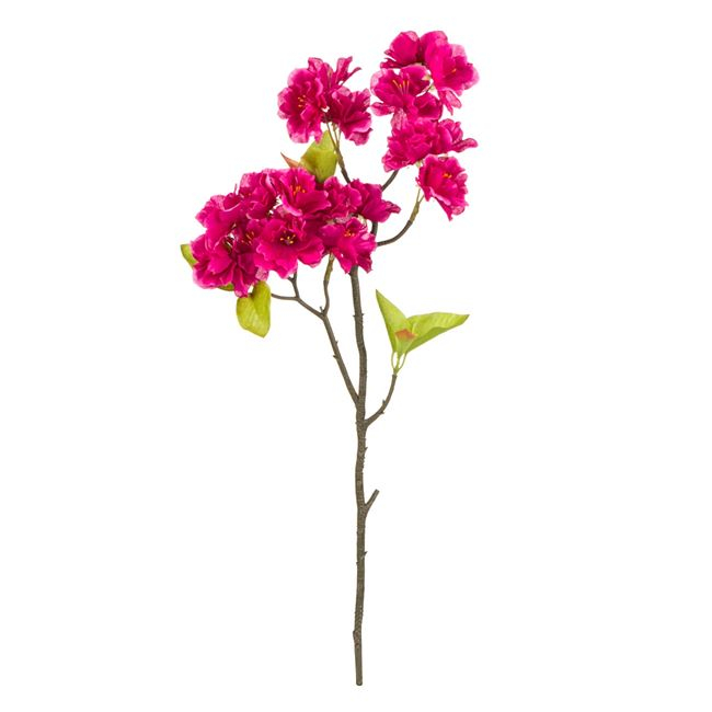 Ramura migdal decorativa artificiala cu flori fucsia,45 cm