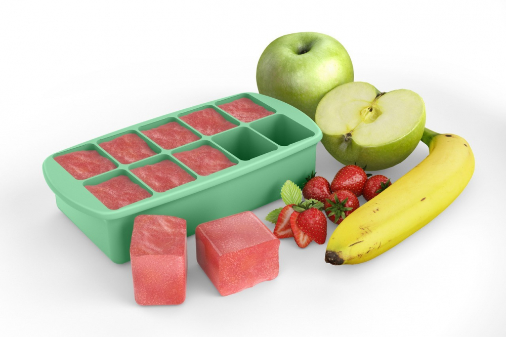 Recipient din silicon cu 10 compartimente pentru refrigerare hrana bebelusi,mint [4]
