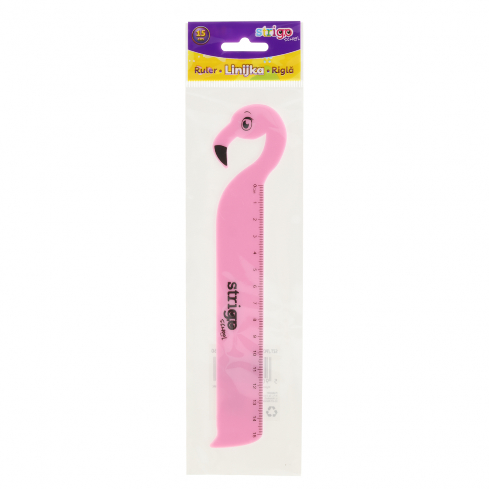 Rigla Strigo din Plastic, Flamingo, 15 cm