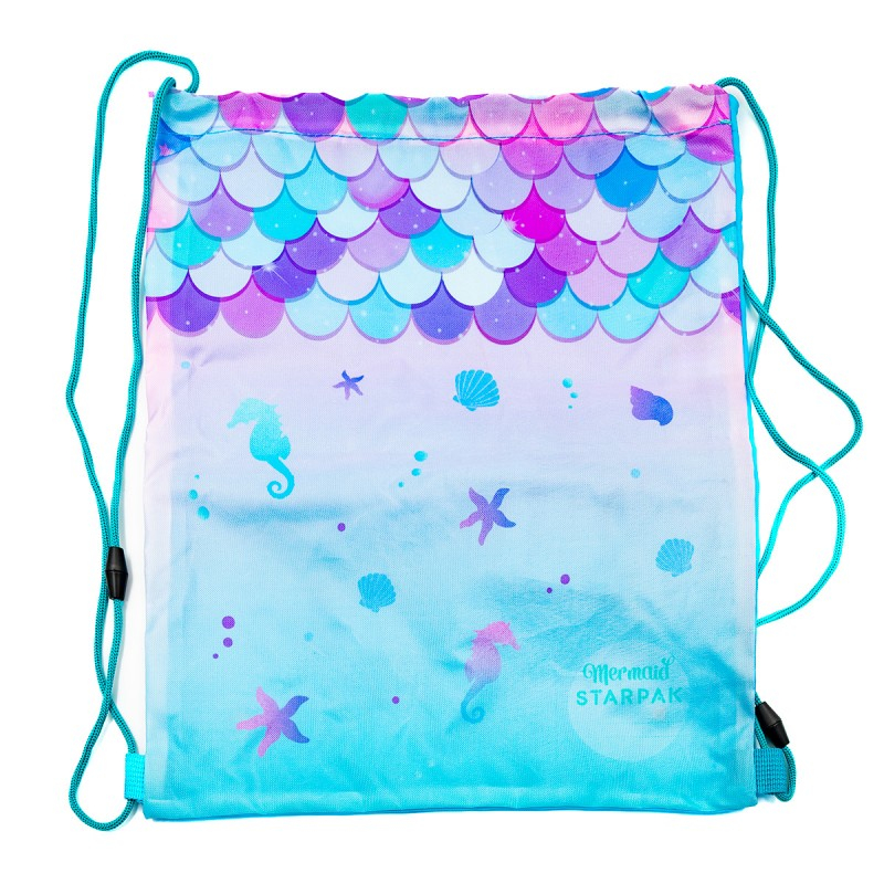 Rucsac cu snur pentru copii Starpak Mermaid, roz cu turcoaz, 38.5x33 cm [2]