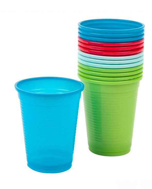 Set 100 pahare din plastic, 200 ml, diverse culori, unica folosinta